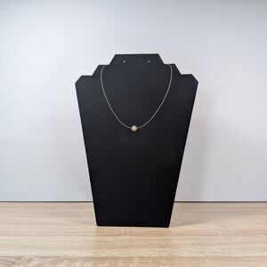 19" Delicate Necklace Single Crystal Bead Pendant Minimalist Jewelry Gold Tone